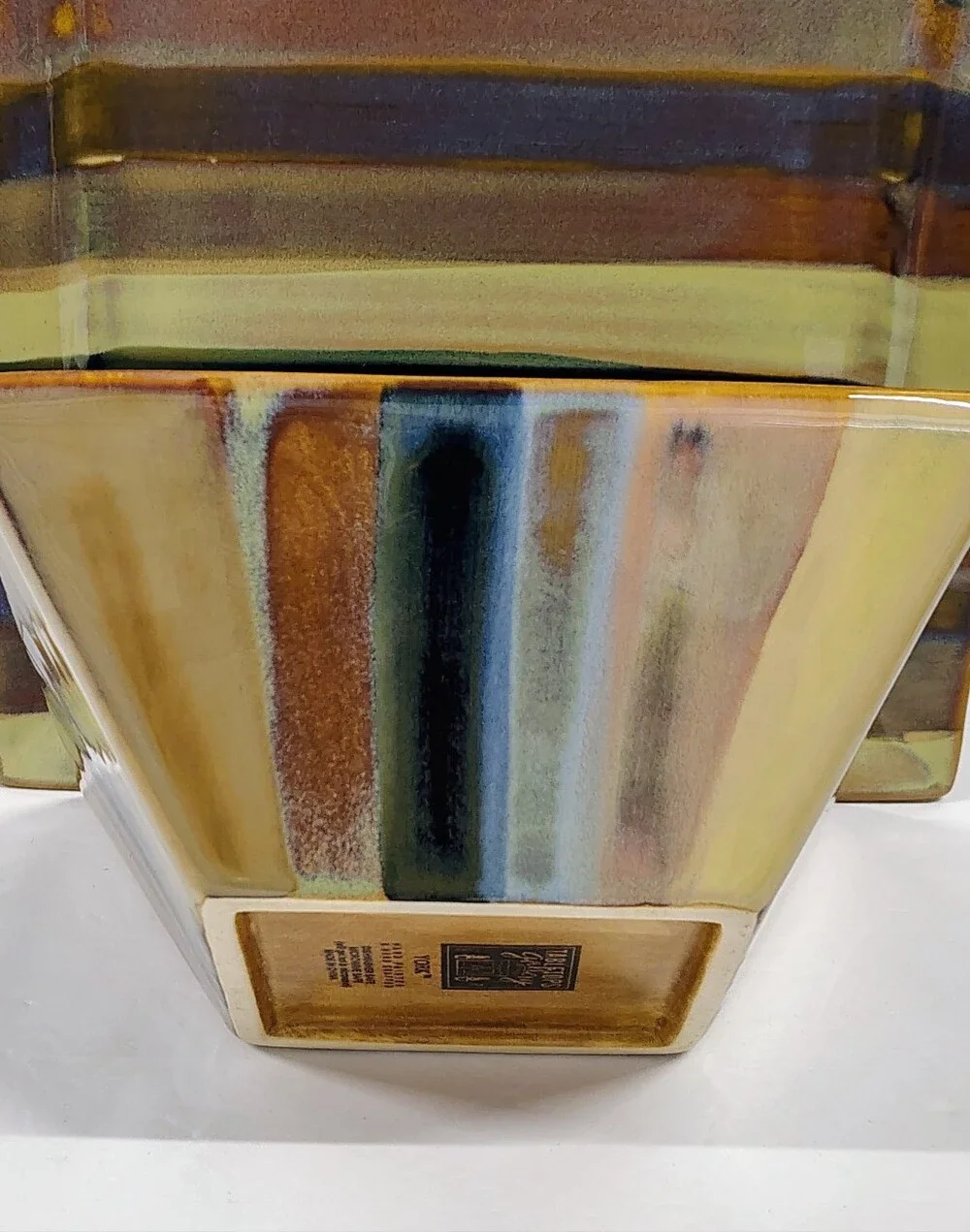Tabletops Gallery YORK Hand Painted Square Salad Soup Bowl & 9